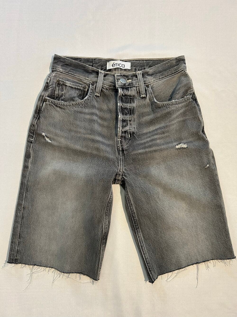 Etica Brandy Long Short Denim Bermuda Gray Quartzsite Size 24